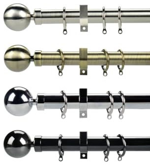 New Metal Curtain Pole/Poles Rail Brushed Nickel (Satin Silver) 200cms. Available In 6 Sizes And 4 Colours. 28mm Diameter, By Umlout ®