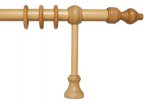 iso-design Holz Vorhangstange Filigrano mit 28 mm Durchmesser in Eiche hell, viele Größen, 140 cm