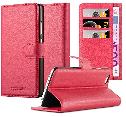 Cadorabo Hülle kompatibel mit Apple iPhone 6 / 6S Handyhülle aus Premium Kunst Leder Flip Klappbare Stoßfeste Magnetische [Standfunktion] [Kartenfächern] Cover Hülle für iPhone 6 / 6S Tasche in Rot