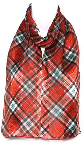 Hat To Socks Chiffon-Satinschal mit Schottenkaro-Muster (Rot)