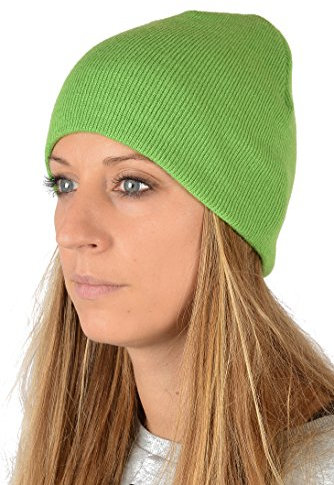 Damenmütze : Damen Strickmütze doppellagig ohne Umschlag Farbe: Hell-Grün