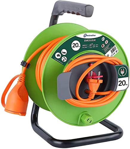 Electraline Kabeltrommel für Gärten, Grün, grün, 20866137F, 20 m