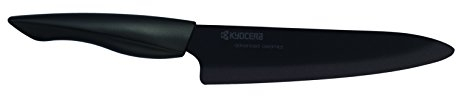 Kyocera, negro, ZK-180 BK EU, Cuchillo de chef, 18 cm, hoja de cerámica de circonia, afilada a mano, ligera, no corrosiva, sin transferencia de sabor, apta para lavavajillas, mango suave al tacto