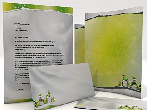 Weihnachtsbriefpapier und Umschläge SÜSSER SCHNEEMANN 100 Blatt BEIDSEITIG bedruckt + 100 Kuverts