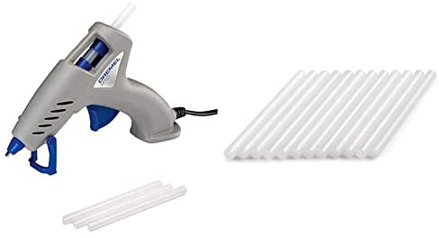 Dremel 910 Pistolet à colle chaude 165°C - Pistolet à colle avec pointe anti-goutte de précision et 3 bâtons de colle multi-usages & Lot de 12 Bâtons de Colle Universelle 7mm