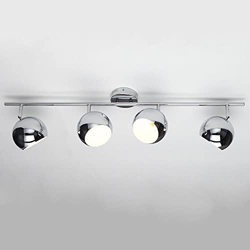 Licht-Erlebnisse Deckenstrahler E14 4-flammig lang Retro stylisch Chrom verstellbar Kugel Schirm Wohnzimmer