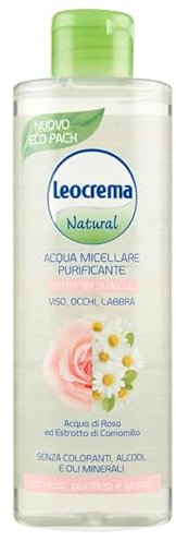 Leocrema Natural Acqua Micellare Purificante con Acqua di Rosa ed Estratto di Camomilla 400 Ml.