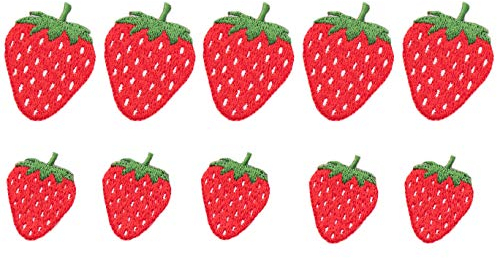 Yalulu 10 Stück Erdbeere Aufnäher Bügelbild Aufbügeln ügler Bügeleisen auf Patches Sticker Applikation DIY T-Shirt Jeans Kleidung Taschen Flicken Patches Sticker