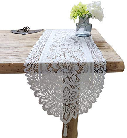 Tinsow 2 x rechteckige Baumwoll-Häkelspitze Tischläufer Kommode Schal Deckchen (Stil A-2)