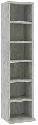 vidaXL Armadio Porta CD con Scomparti Aperti Robusto Elegante Mobile Scaffali Espositori Organiser Casa Grigio Cemento in Legno Multistrato