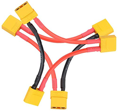 FLY RC 2pcs XT90 Adapter Goldstecker Male Female Lipo Akku Ladekabel Serie Reihe Seriell Kabel Buchse auf 2 Stecker Adapterkabel