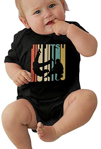 Vintage Style Jiu Jitsu Silhouette Baby Bodysuit Bodysuit Newborn Rompers Unisex Black