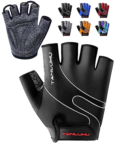 Tanluhu Cycling Gloves - Mountain Bike Half Finger Road Riding Gloves, Breathable, Shock-Absorbing, for Men and Women
