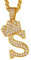 Suplight Gold Chain Necklace Men Rapper, Hip Hop Pendant Jewelry, Cubic Zirconia CZ Tennis Initial Letter Alphabet Name King Crown Necklace for Girls