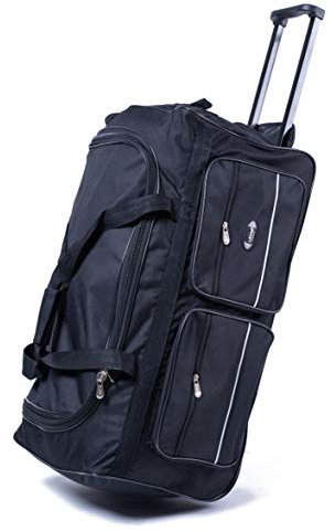 R.Leone TROLLEY BORSONE DA VIAGGIO CON 2 RUOTE RINFORZATE (Nero, 007 30x39x52cm)