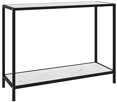 vidaXL Konsolentisch Flurtisch Konsole Beistelltisch Sideboard Wandtisch Frisiertisch Glastisch Deko Weiß 100x35x75cm Hartglas Stahl