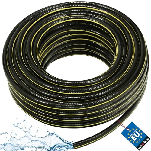 KOTARBAU® - Tubo da giardino da 1, 50 m, a 4 strati, rinforzato, professionale, per innaffiare piante, nero e giallo