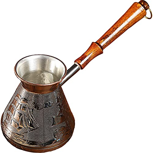 AEVVV Scarlet Sails - Cafetera turca griega de cobre turco, 600 ml, con mango de madera