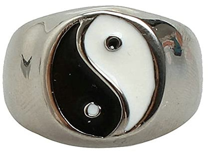 Gualiy Ringe Herren Edelstahl, Ring Herren Ying Yang, Tai Chi Yin Yang Jubiläumsringaus Edelstahl Silber Ringgröße 62 (19.7)