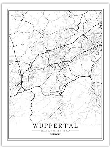 1000 Teile Puzzle Für Erwachsene,Hölzerne Wuppertal Deutschland City Puzzles, Klassisches Schwarz-Weiß Map Puzzle Board, Unmöglich Premium Puzzles, Geschicklichkeitsspielzeug Für Die Ganze Famil