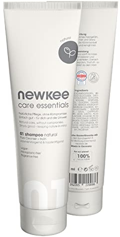 newkee Shampoo Natural (150ml), für die tägliche Haarwäsche, ohne Parfüm- & Duftstoffe, Haarshampoo entwickelt von Manuel Neuer & Angelique Kerber - Hair Care für Trockene Kopfhaut geeignet