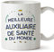 Mugffins Tasses pour AUXILIAIRE DE SANTÉ - En Français - Cadeau original pour AUXILIAIRE DE SANTÉ femme - Meilleur du Monde - 11 oz / 330 ml