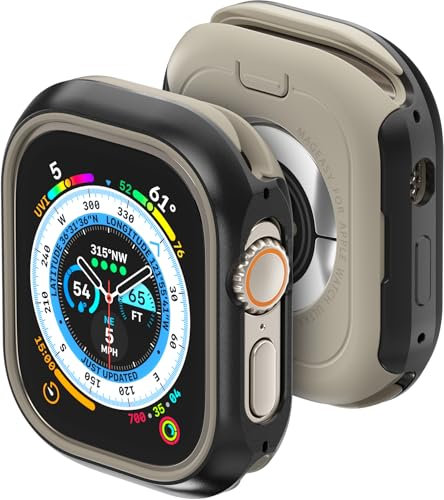 MAGEASY Carcasa rígida de aluminio de grado aeronáutico para Apple Watch Ultra 3, Ultra 2, Apple Watch Ultra 49 mm, 2 en 1, carcasa rígida de metal con parachoques interior a prueba de golpes para