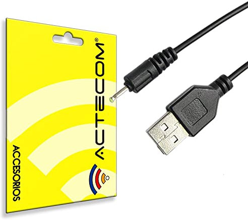 actecom® Cable usb Cargador para Tablet android mp3 2.5mm 5v 2A 1m alimentación DC Carga usb Tablet Cable alimentación USB DC Apto para tablet y mp3 (Negro)