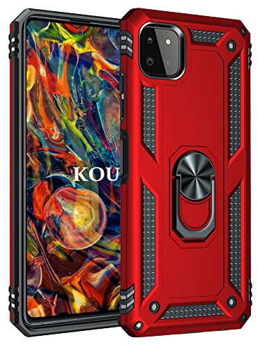 KOUYI Cover per Samsung Galaxy A81/M60S/Note 10 Lite, Custodia 360° Girevole Regolabile Ring Armor Bumper TPU Case Magnetica Supporto Silicone Custodie per Samsung A81/M60S/Note 10 Lite (Rosso)