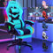 ELFORDSON Gaming Chair with RGB LED Light, 8-Point Massage Computer Office Chair with Lumbar Support Footrest 82cm High Back 150° Recliner, Black & Cyan