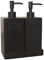 Karisky Soap Dispenser with Tray, 2 Pack Ceramic Dish and Hand Soap Dispenser Set with Funnel, Non-Slip Silicone Pads, Modern Refillable Liquid Bottles for Kitchen, Bathroom, Matte Black