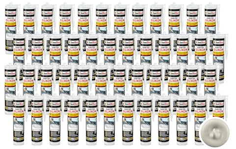 Isolbau Sanitär Silikon 48 x 300 ml Manhattan - Hochelastischer Silikon-Dichtstoff für Abdichtungen & Fugen - wasserdicht - Kartusche