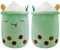 Aiuidun Bubble Tea Kuscheltier,Boba Stofftier Plüschkissen Spielzeug Weiches Umarmungskissen Geschenk für Kinder Mädchen Jungen(Grün-Schielende Augen,35cm)