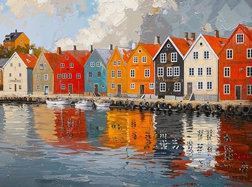 Cross & Glory - Fjord Facades: Norway's Water's Edge - 1000 Piece Jigsaw Puzzle for Adults | Norwegian Village Scene | Challenging & Vivid Detail | Ideal for Puzzle Enthusiasts