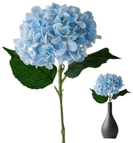 Hortensias Artificiales - Tallos de hortensias Artificiales, Hortensias Azules Artificiales | Ramo de hortensias Falsas con Tallo, Flores Falsas Lavables realistas para Aniversario de Compromiso