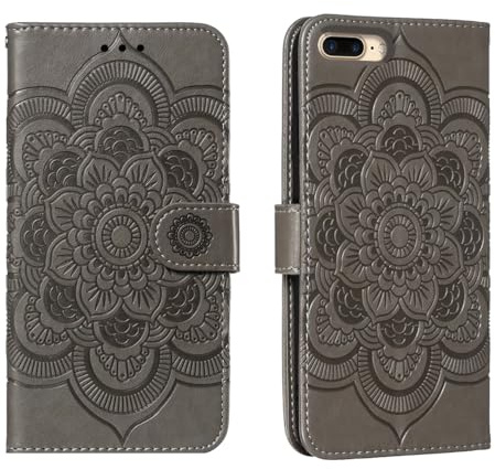shingtomua Wallet Case for iPhone 7 Plus/8 Plus, Card Holder, Gray | Wallet Case with Card Holder and Stand, Magnetic Closure, Flip Folio, Soft PU Leather, Shockproof