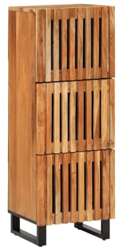 vidaXL Highboard, Hochschrank mit 3 Fächern Türen, Kommode für Wohnzimmer, Sideboard Beistellschrank, Industrie-Stil, Massivholz Akazie