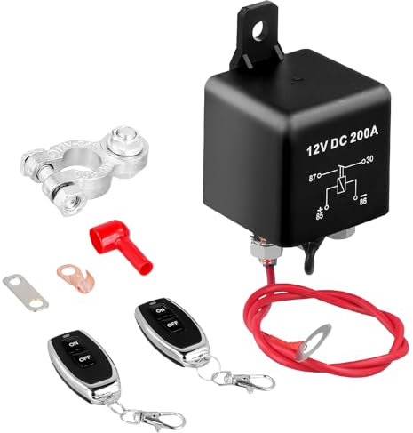 Remote Battery Disconnect Switch Car Kill Switch Battery Isolator Switch 12V 200A Anti Theft Switch Prevent Battery Drain with 2 Keys for Car RV Truck Camper Trailer Vehicles Engine Application