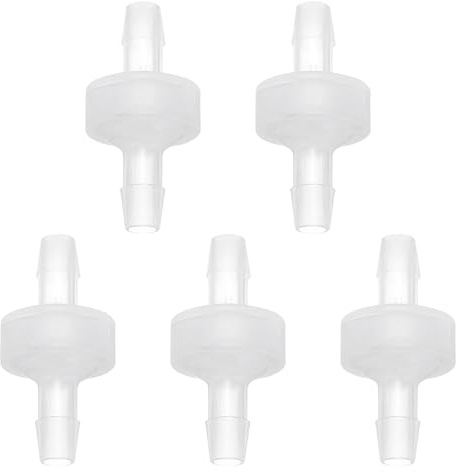 sourcing map Rückschlagventile, 5 mm Durchmesser, Einweg-Schlauchverbinder, PP-Kunststoff, Schlauchstutzen für Gas, Flüssigkeit, Luft, Wasser, Tankpumpe, 5 Stück