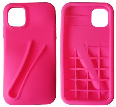 Lip Gloss Holder Case for iPhone 14 Plus, Stylish Silicone Lip Gloss Case for Women & Girls (Rose)