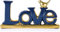 Segni d’amore blu e oro per decorazioni casa, Statua decorativa, Scultura di uccello dorato, Decorazione amore personalizzata, Ornamenti decorativi per soggiorno, camera da letto, scrivania, armadi