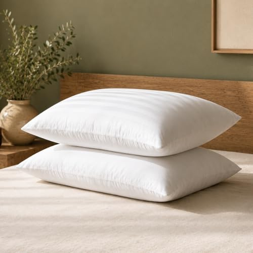Opulent Home Medium Firm Support Pack of 2 Pillows – Side Sleeper Microfibre Pillows with Hollowfibre Filling – Breathable, Hypoallergenic & Machine Washable Hotel Quality