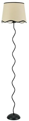 ValueLights | Black Metal Wavy Stem Floor Lamp with Black Trim Scallop Shade Living Room Lounge Light | Floor Lamps, Home Décor & Improvement Essential