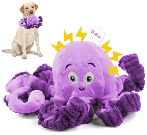JWTRSVTY Hundespielzeug, Oktopus Hundespielzeug Quietschend PlüSch Spielzeug, Interaktives PlüSchtier Spielzeug Hunde, Octopus Dog Toy Puppe PlüSchtier, Violett