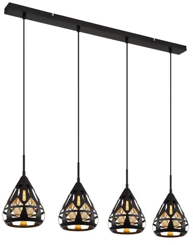 GLOBO Pendant Light Dining Room Ceiling Light Pendant Light 4 Bulbs Black