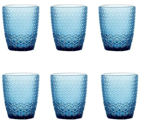 Evviva Set 6 Bicchieri acqua in vetro decorato 320 ml - Mozart (Blu)