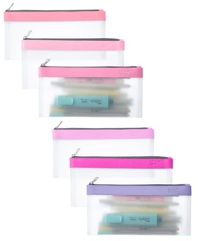Mr. Pen- Clear Pencil Pouch, 6 Pack, Pink Shades, Pencil Bags, Clear Makeup Pouch