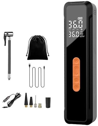 Compressore Aria Portatile, GuKKK 150PSI Gonfiatore Elettrico con 6000mAh,Mini Compressore con Manometro, Gonfiatore Elettrico Portatile con Luce LED, Accessori Auto, Adatto per Auto Moto Bici Palla