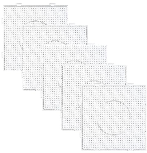Allazone 5 mm Bügelperlen Platten Stiftplatten, Kunststoff Bügelperlen Vorlagen, Transparente Steckplatten für Bastelbedarf (5 Stück Platz)