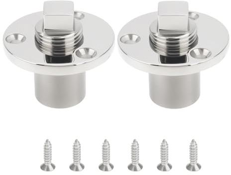 Briny River Lot de 2 bouchons de vidange de bateau en acier inoxydable 316 avec vis pour trou de 2,5 cm, plaque de poupe, puits, congélateur, yacht